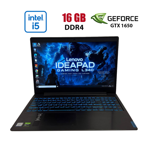 Ігровий ноутбук Б-клас Lenovo IdeaPad L340-15IRH Gaming / 15.6" (1920x1080) IPS / Intel Core i5-9300HF (4 (8) ядра по 2.4 - 4.1 GHz) / 16 GB DDR4 / 256 GB SSD + 1000 GB HDD / nVidia GeForce GTX 1650, 4 GB GDDR5, 128-bit / WebCam б/в