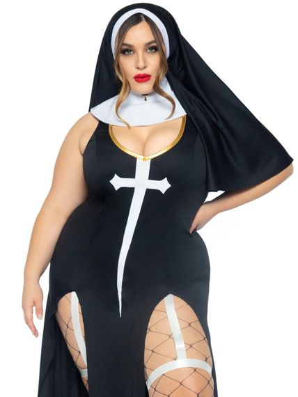 Костюм грішниці Leg Avenue Sultry Sinner Чорно-білий XL/2XL (1X-2X) | Зображення 2