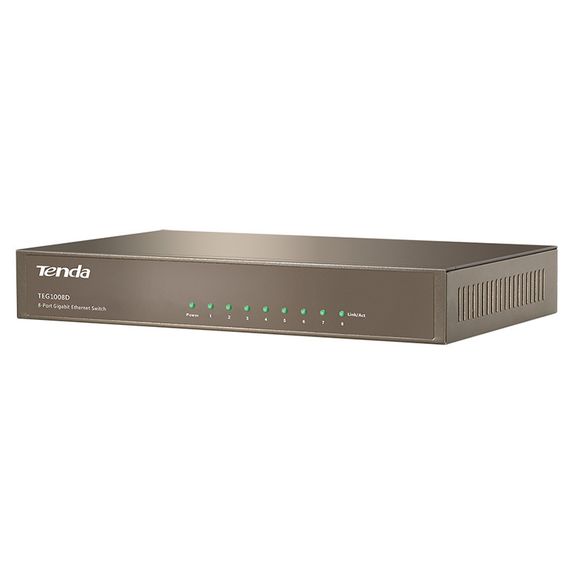 Комутатор TENDA TEG1008D 8port 10/100/1000 BaseTX, desktop, метал | Зображення 1