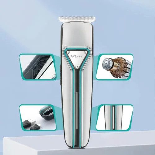 Машинка для стрижки VGR V-008 аккумуляторная USB ∙ Триммер для волос, бороды и усов с LED-дисплеем и съемными насадками | Зображення 2