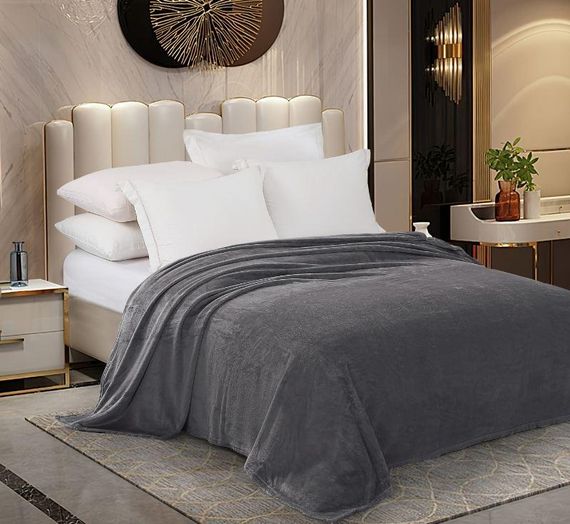 Плед фліс графіт однотонний Love You 200 x 220 см