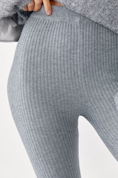 Трикотажні лосини в рубчик зі штрипками - сірий цвет, ONE SIZE (є розміри) | Зображення 3