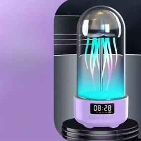 Колонка з підсвічуванням та годинником Медуза bluetooth 240x110 мм Фіолетова