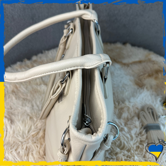 Сумка жіноча з ніжної екошкіри. Сумочка жіноча екошкіра. Сумка бежева жіноча | Зображення 3