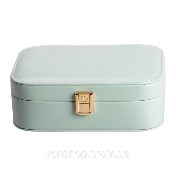 Шкатулка для украшений из эко кожи 20×14×7 см с зеркалом органайзер для ювелирных изделий Зеленая HP-5-32TU | Зображення 4