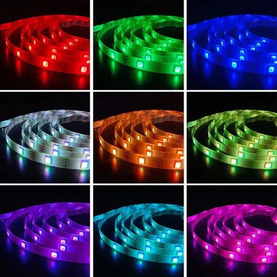 Світлодіодна стрічка RGB на 16 кольорів, Різнокольорова стрічка на 5 метрів LED 5050   знижка | Зображення 7