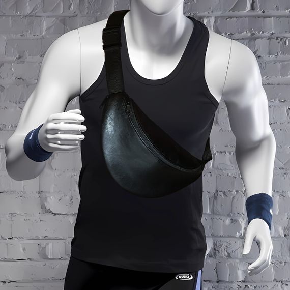 Сумка-бананка с расширителем из эко-кожи 32×16×7.5 см сумка через плечо или поясная сумка мужская/женска (02913) | Зображення 2