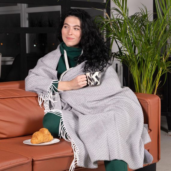 Плед бавовняний Gala світло-сірий Love You 140 x 200 см | Зображення 4