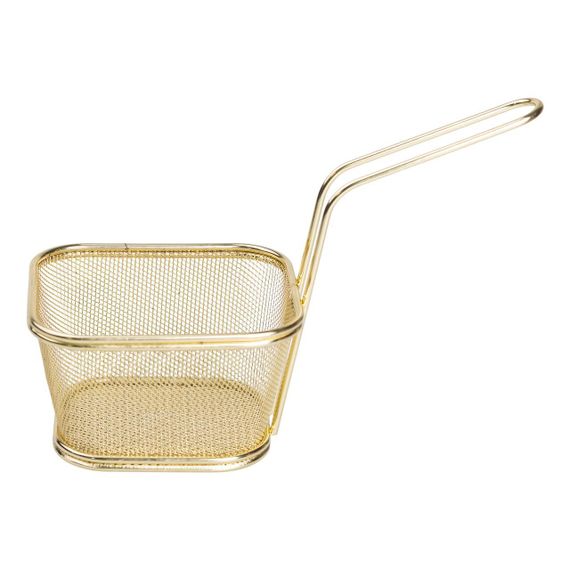 Корзина сервировочная для картофеля фри и снеков 13×11×7 см Золотая HP-19-4-L-G | Зображення 2