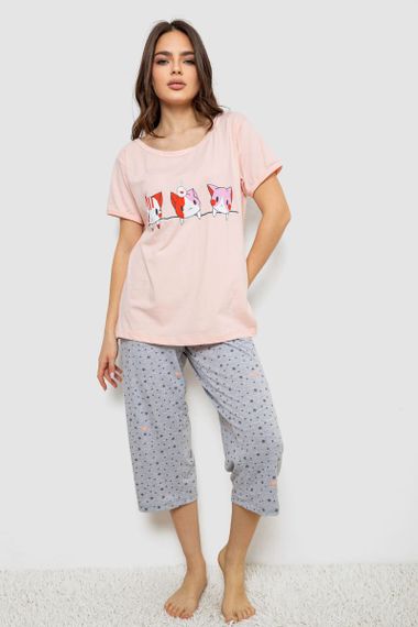 Пижама женская с принтом  -уценка, цвет персиковый, 243R1602-008-U-11