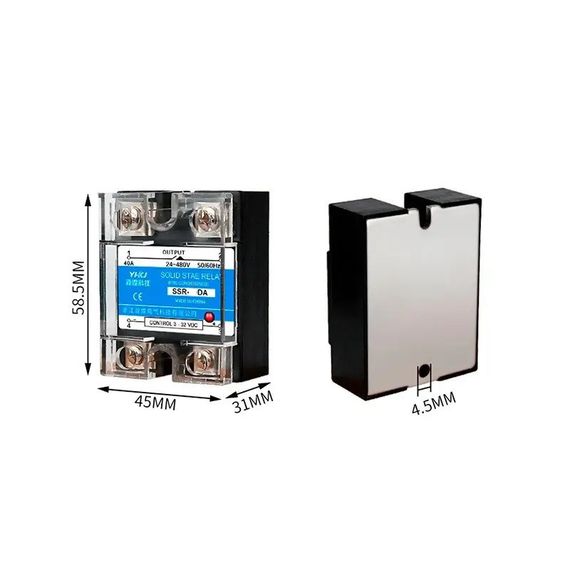 Твердотельное реле SSR-10DA однофазное 3-32VDC (20mA) / 24-480VAC (10A), YHKJ | Зображення 2