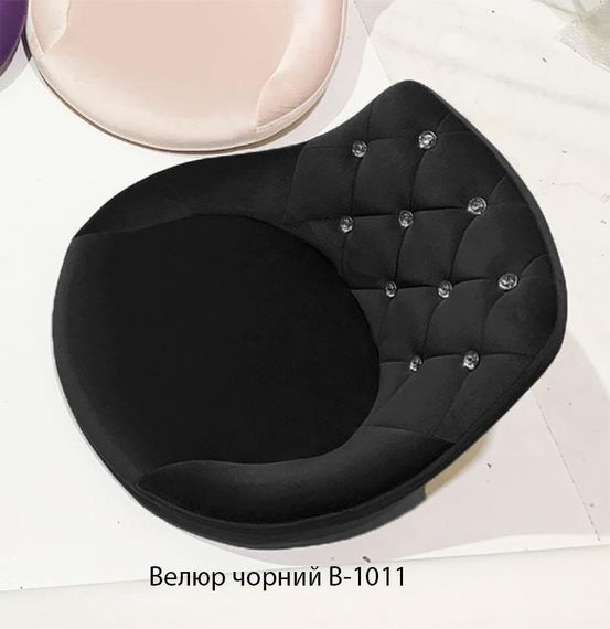 Барний стілець Foro Button Bar WT-Base на білій круглій опорі-дисці Ø 385 мм, регулювання висоти, м'яке сидіння велюр чорний В-1011