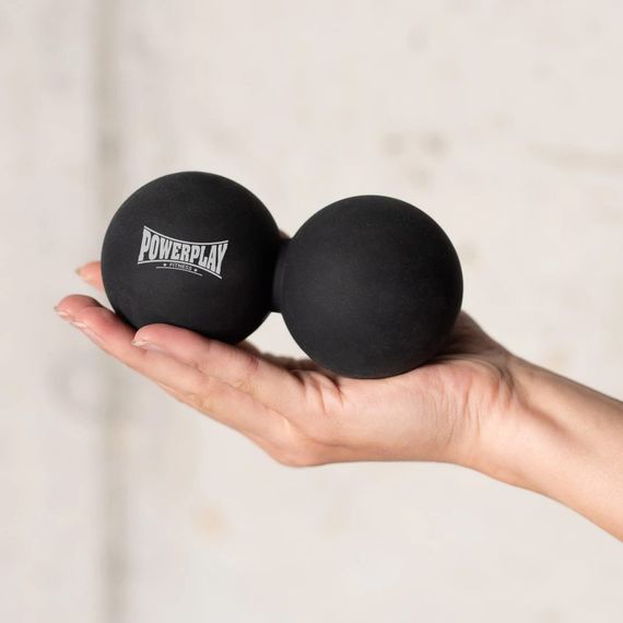 Массажный двойной мяч силиконовый Паверплей PP-4355 Silicone Lacrosse Peanut Ball (6.3*12.6см.) Черный | Зображення 2