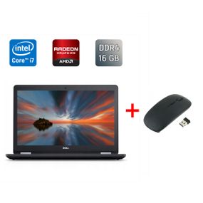 Ноутбук Dell Latitude E5570 / 15.6" (1920x1080) IPS / Intel Core i7-6600U (2 (4) ядра по 2.6 - 3.4 GHz) / 16 GB DDR4 / 512 GB SSD / AMD Radeon R7 M360, 2 GB DDR3, 64-bit / HDMI / WebCam / Windows 10 б/в + Подарунок Бездротова миша USB