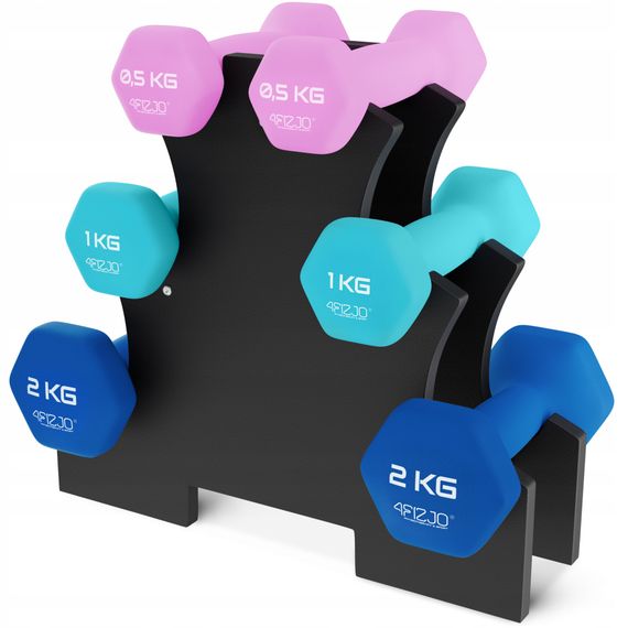 Набір вінілових гантелей 4FIZJO Classic 7 кг зі стійкою (P-5905973403221)