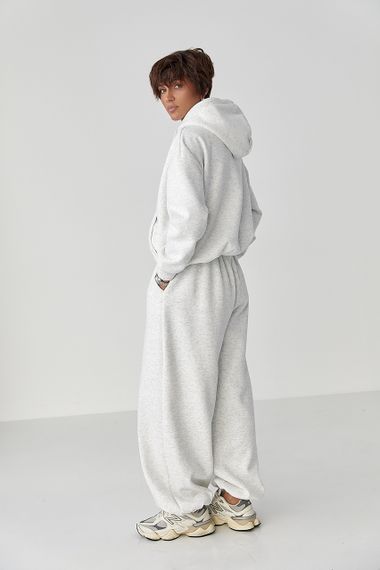 Спортивний костюм оверсайз із плюшевим начосом - світло-сірий цвет, L/XL (є розміри) | Зображення 1