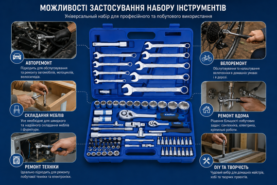 Набор инструментов 82 предмета / Набор ручного инструмента профессиональный 82 шт | Зображення 3