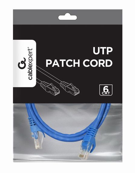 Патч корд Cablexpert PP6U-0.5M/B, UTP, категорія. 6, литий,  50u" штекер із фіксатором, 0.5 м, синій | Зображення 2