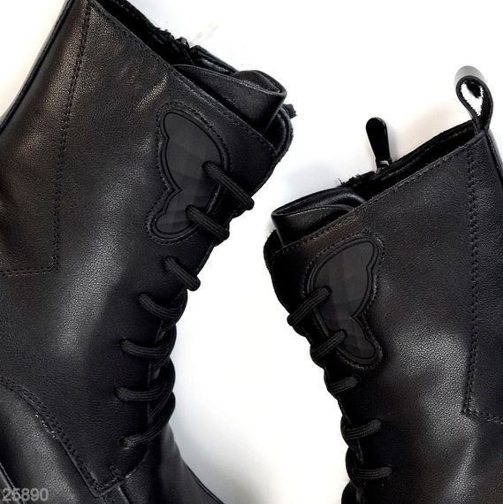Черные зимние высокие ботинки натуральная кожа доступная цена | Зображення 4