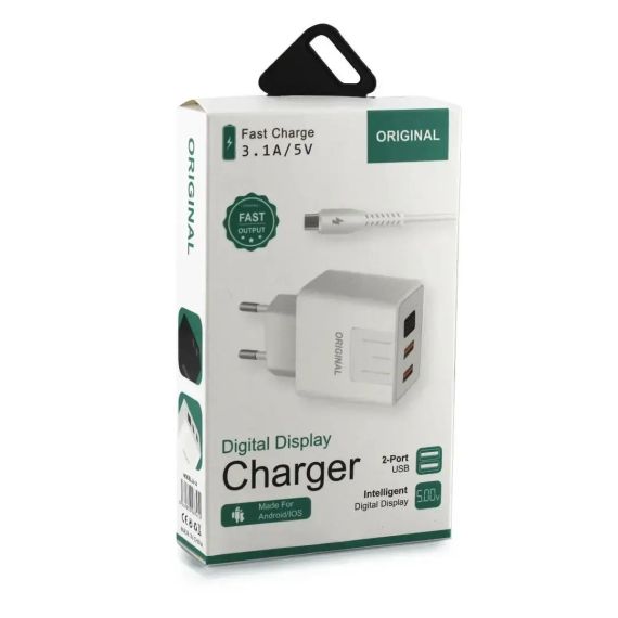 Адаптер (А-14) 220v 2 usb with digital display CX QC03 | Зображення 4