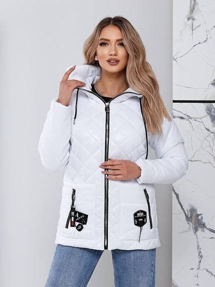 Жіноча стьобана куртка з блиском, арт.504, арт.504, білий