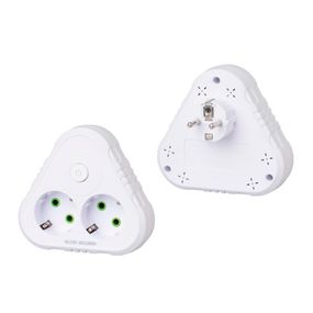 Розетка трійник із заземленням F201-White з вимикачем, 2 розетки, 2500W, 10A, 110-250V~Max, Blister