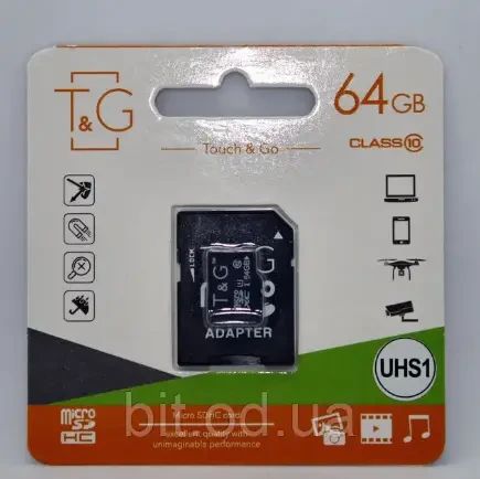 Карта памяти T&G microSDHC 64 GB class 10 (с адаптером) | Зображення 1