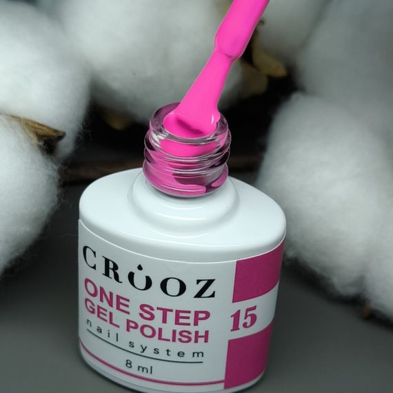 Однофазный гель лак Crooz One Step Gel Polish №15 (сияющий неон з малиновым настроем) 8мл