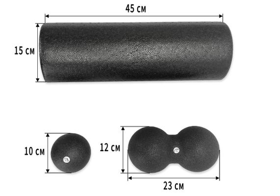 Набір для масажу EasyFit MioSet-XL (2 м'ячики+ролик) (2005-XL) | Зображення 1