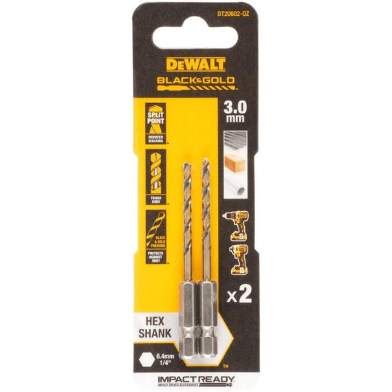 Свердло по металу 3мм EXTREME IMPACT Black & Gold DeWALT DT20602