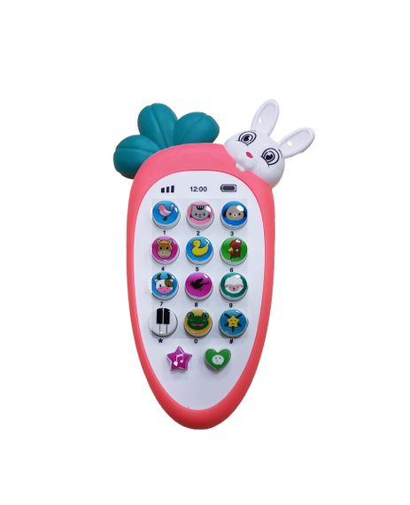 Телефон "Зайчик Звоня" 80650 WToys, на укр.мові, підсвічування, казки, пісні, скоромовки, вірші, в коробці (6945717416567) Кораловий