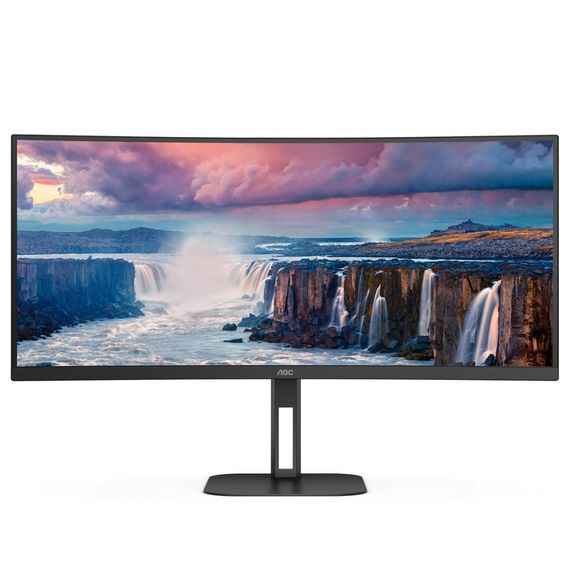 TFT 34" AOC CU34V5C/BK, WQHD, VA, 100Гц, 1 мс, вигнутий, HDMI, DP, USB-C, USB-hub, колонки, чорний | Зображення 5
