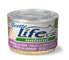 Влажный корм для котов LifeCat Chicken With Ham курица с ветчиной и стручковой фасолью 150 г