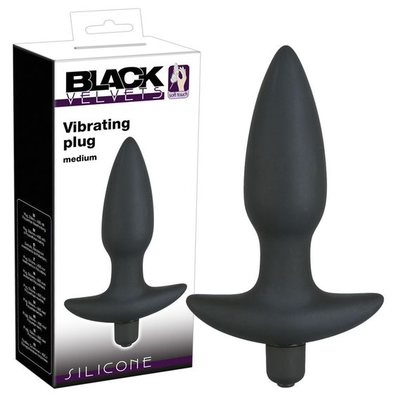 Анальна пробка - Black Velvet Vibrating Plug Medium Sex Aura