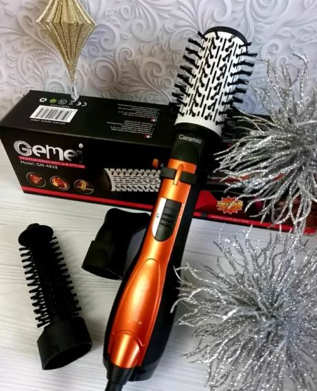 Вращающийся фен расческа с насадками Gemei GM-4828 воздушный стайлер для укладки волос | Зображення 3