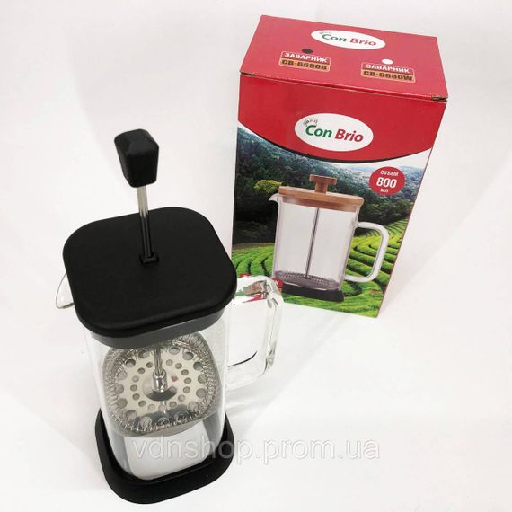 Чайники для заварки, Френч-прес для ароматного чаю, Френч-преси зі скла, Заварник скляний з пресом WV-26 | Зображення 4