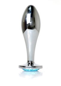 Анальная металлическая пробка Plug-Jewellery Silver PLUG-Light Blue L Sex Aura