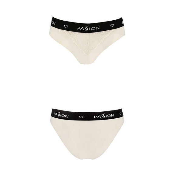 Трусики з широкою гумкою і мереживом Passion PANTIES ecru, L | Зображення 3
