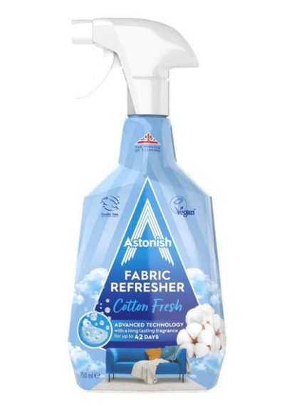 Нейтралізатор запахів для килимових покриттів і одягу Astonish Fabric Refresher Cotton Fresh 750 мл