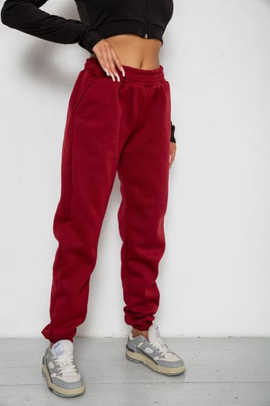 Спортивные штаны женские на флисе, цвет бордовый, 238R58672 | Зображення 2