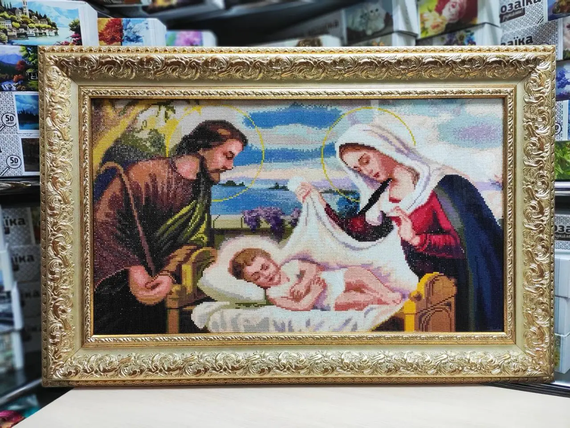 Алмазна мозаїка Ікона Ісус в колисці 40х70 см ColorArt SS802 | Зображення 4
