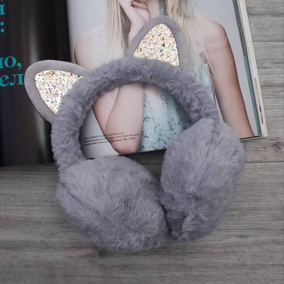 Наушники теплые с кошачьими ушками  Мятный  One Size (407) | Зображення 5
