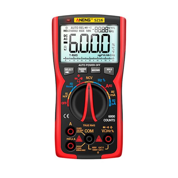 Мультиметр ANENG SZ16, вимірювання: V, A, R, C, T, F