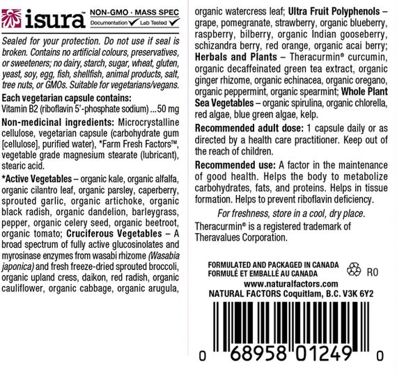 Рібофлавін Natural Factors BioCoenzymated B2, Riboflavin 5'-Phosphate 50 mg 30 Veg Caps | Зображення 1