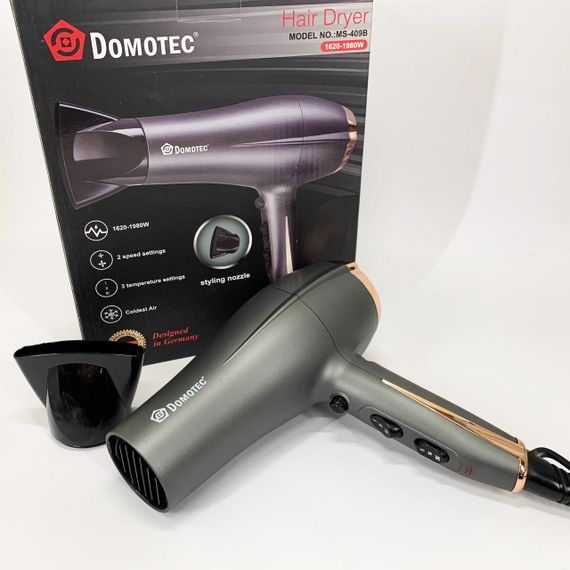 Портативный фен для укладки волос Domotec, Фен электрический с насадками для разных типов волос FT-79 | Зображення 3