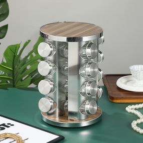 Набір спецій на підставці 16 штук з нержавіючої сталі та дерева LoveYouHome.
