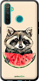 Чохол на Realme 5 Pro Єнотик з кавуном "4605b-1861-2448"