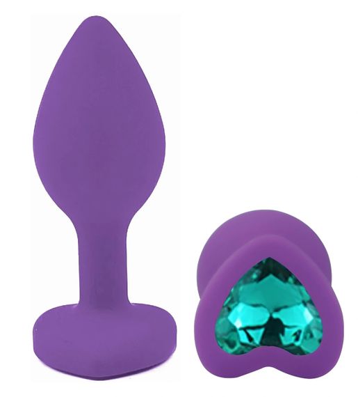 Анальна пробка EGZO Violet Heart Plug S з кристалом, фіолетова, силіконова Sex Aura | Зображення 1