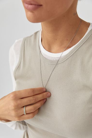 Двошаровий лонгслів у рубчик з імітацією жилетки - сірий цвет, S (є розміри) | Зображення 3