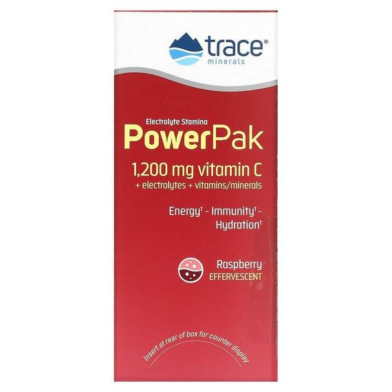 Електроліти, Electrolyte Stamina Power Pak, Trace Minerals Research, малина, 30 пакетів по 5.1 г кожен | Зображення 1